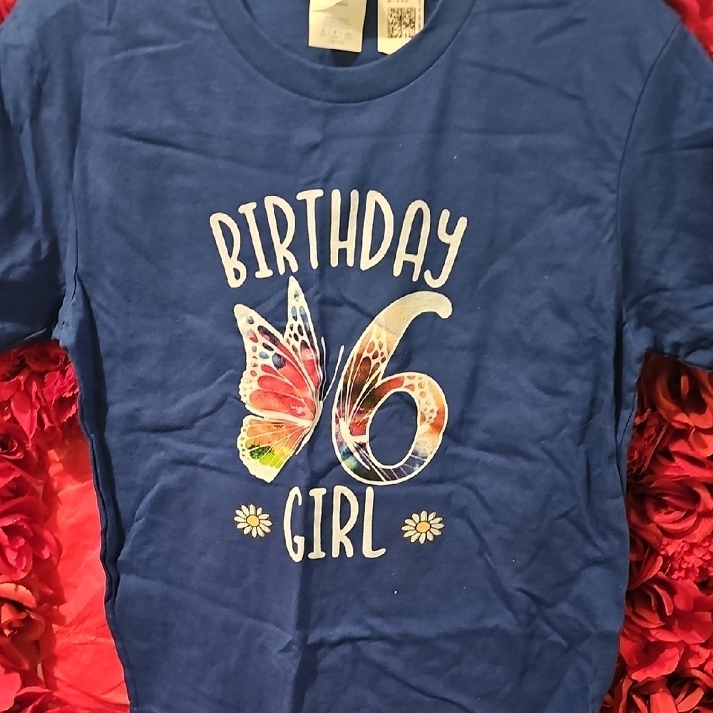 Blue Birthday Girl Butterfly T-Shirt